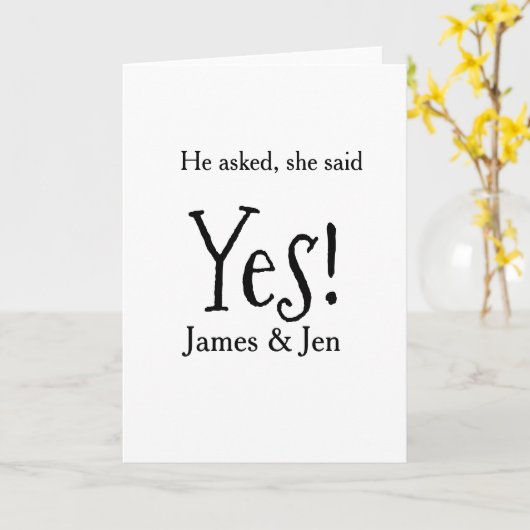 He asked she said yes engagement party name simple カード (黄色い花)