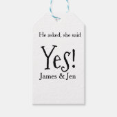 He asked she said yes engagement party name simple ギフトタグ (正面)