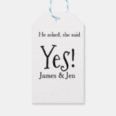 He asked she said yes engagement party name simple ギフトタグ (裏面)
