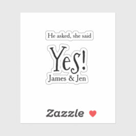 He asked she said yes engagement party name simple シール