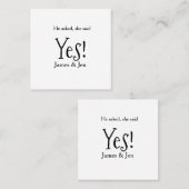He asked she said yes engagement party name simple スクエア名刺 (正面/裏面)