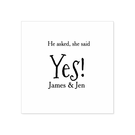 He asked she said yes engagement party name simple ラバースタンプ (インプリント)