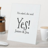 He asked she said yes engagement party name simple 台座サイン (インサイチュ)