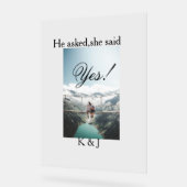 He asked she said yes engagement photo name stylis アクリルサイン (傾斜)