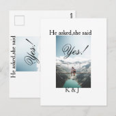 He asked she said yes engagement photo name stylis ポストカード (正面/裏面)