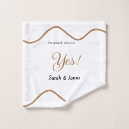 He asked she said yes engagement simple minimal  ウォッシュタオル