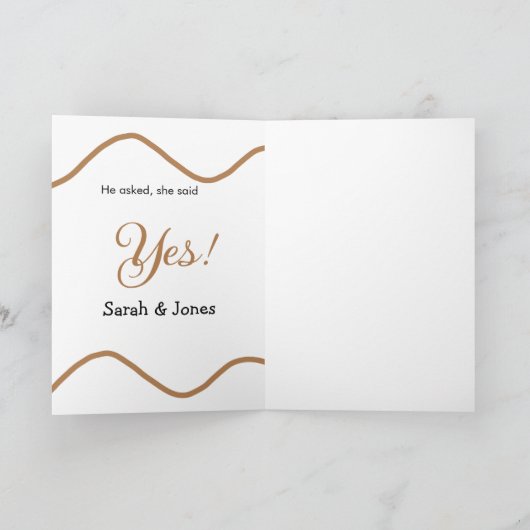 He asked she said yes engagement simple minimal  カード (内部)