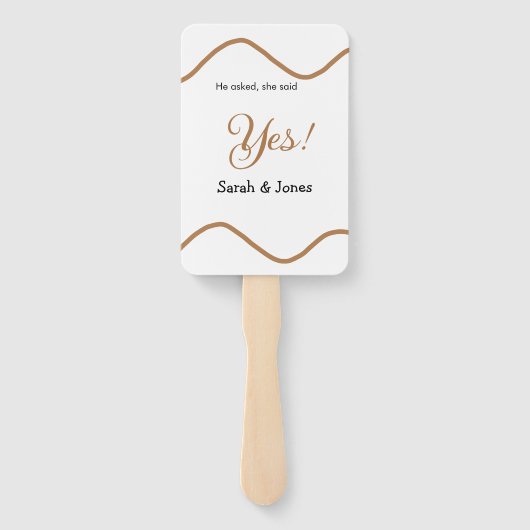 He asked she said yes engagement simple minimal  ハンドファン (裏面)