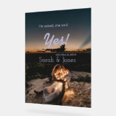 He asked she said yes engagement simple photo blue アクリルサイン (傾斜)