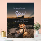 He asked she said yes engagement simple photo blue アクリルサイン (ウェディング)