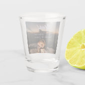 He asked she said yes engagement simple photo blue ショットグラス (裏面)