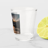 He asked she said yes engagement simple photo blue ショットグラス (右)