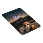 He asked she said yes engagement simple photo blue マグネット (右側)