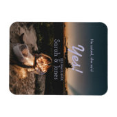 He asked she said yes engagement simple photo blue マグネット (横)