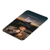 He asked she said yes engagement simple photo blue マグネット (左側)