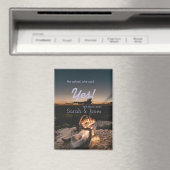 He asked she said yes engagement simple photo blue マグネット (インサイチュ (食洗機))