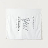 He asked she said yes engagement simple silver dat タペストリー (正面(横))