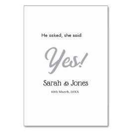 He asked she said yes engagement simple silver dat テーブルナンバー