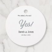 He asked she said yes engagement simple silver dat フェイバータグ (正面)