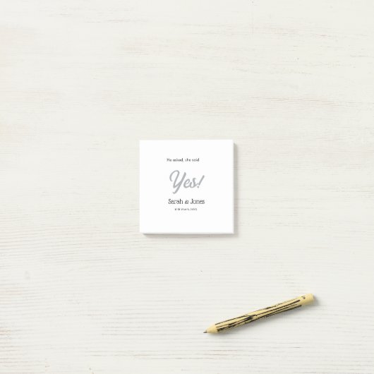 He asked she said yes engagement simple silver dat ポストイット (デスク上)