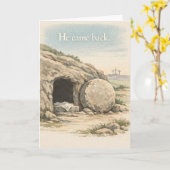 He Came Back - Funny Easter カード (黄色い花)