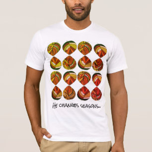 He Changes Seasonsやる気を起こさせる -文字素朴 Tシャツ
