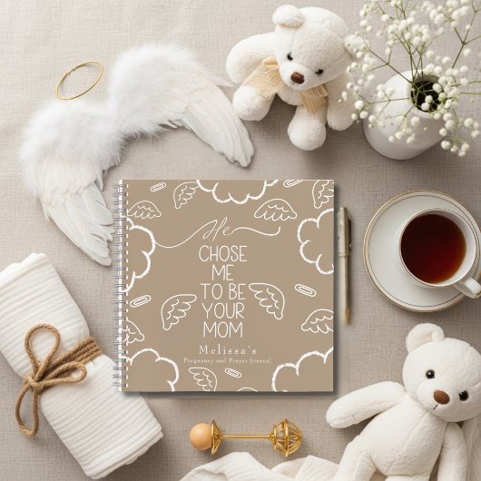 He Chose Me to Be your Mom beige pregnancy prayer ノートブック
