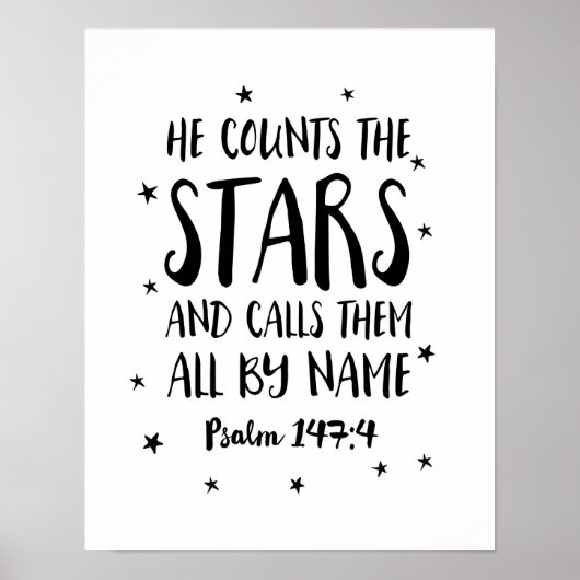 He counts the stars Psalms kids print poster ポスター (正面)