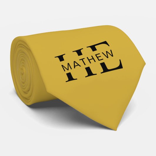 HE Custom Name Modern Men's Metallic Gold ネクタイ (ロール)