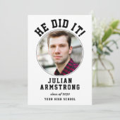 He Did It Graduation Photo QR Code 2026 Grad Party 招待状 (スタンド正面)