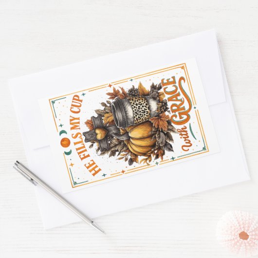 He Fills My Cup...  長方形シール (封筒)