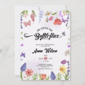  he Gives Me Butterflies Wildflower Bridal Shower 招待状 (正面)