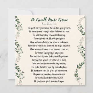 He Giveth More Grace Square Flat Card - Large(大きいカ ノートカード