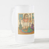 He has cool guitars フロストグラスビールジョッキ (正面左)