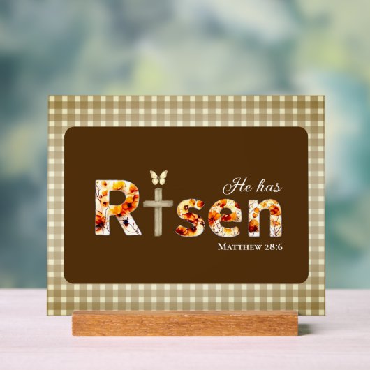 He has Risen Bible Verse Cross Religious Easter  アクリルサイン (ニュートラル)