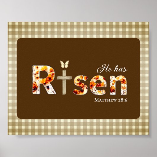 He has Risen Bible Verse Cross Religious Easter  ポスター (正面)
