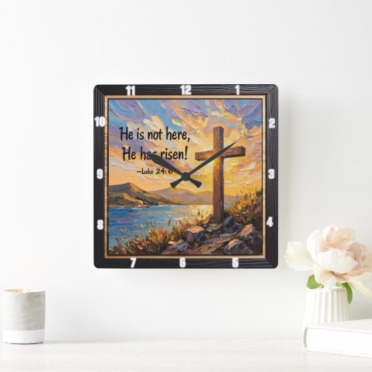 He Has Risen: Easter Dawn スクエア壁時計 (ホーム)