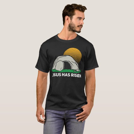 He Has Risen Easter Sunday Cave Jesus Christian Fa Tシャツ (正面フル)