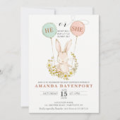 He/He Bunny Balloonsの性別表示招待状 招待状 (正面)