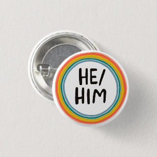 HE/HIMが虹の柔らかい円のリングや輪 缶バッジ