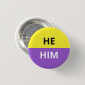 He/Himの代名詞の非二進バッジ 缶バッジ (正面&裏面)