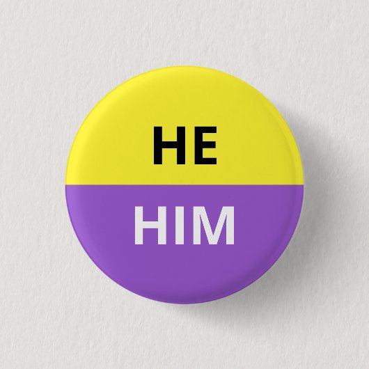 He/Himの代名詞の非二進バッジ 缶バッジ (正面)