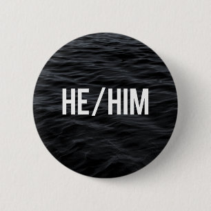He/Himの代名詞ボタン(暗闇の波) 缶バッジ