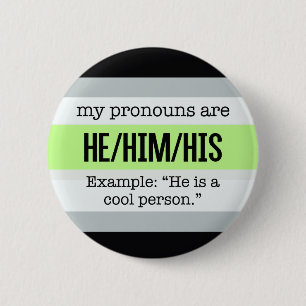 He/Himの代名詞- Agenderの旗 缶バッジ