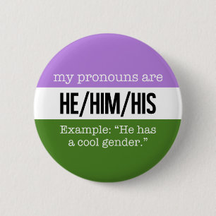 He/Himの代名詞- Genderqueerの旗 缶バッジ