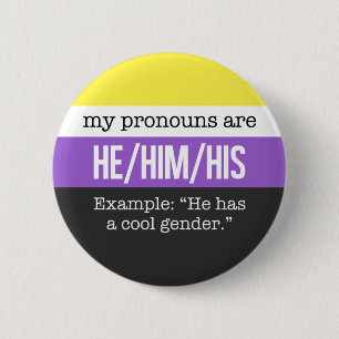 He/Himの代名詞- Nonbinaryの旗 缶バッジ