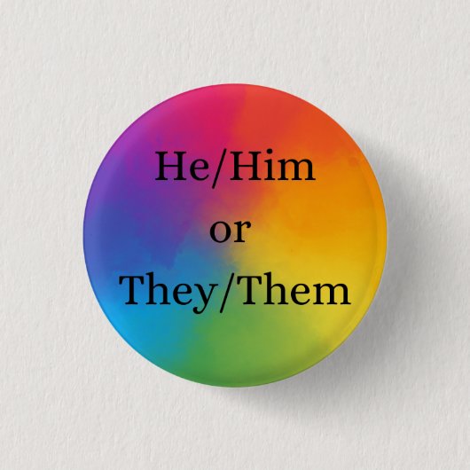 He/HimまたはThey/Them 代名詞ボタン 缶バッジ (正面)