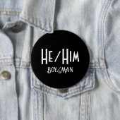 HE/HIM BOY/MAN ROUND Blackボタン 缶バッジ (インサイチュ)