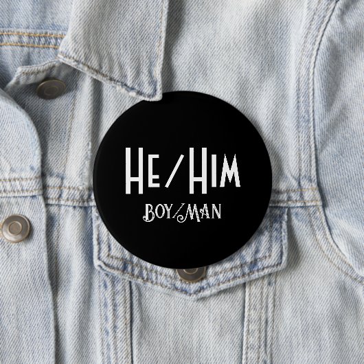 HE/HIM BOY/MAN ROUND Blackボタン 缶バッジ (インサイチュ)