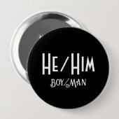 HE/HIM BOY/MAN ROUND Blackボタン 缶バッジ (正面&裏面)